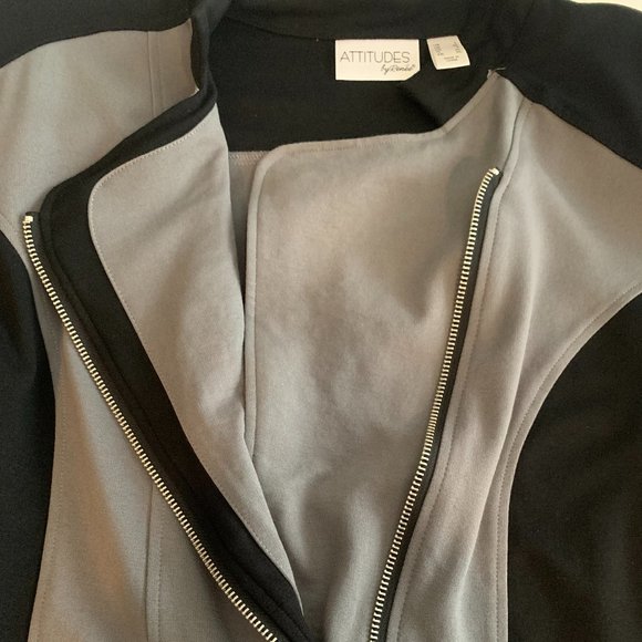 New Attitudes by Renee Gray And Black Zippered Jacket Size Large - Picture 3 of 13